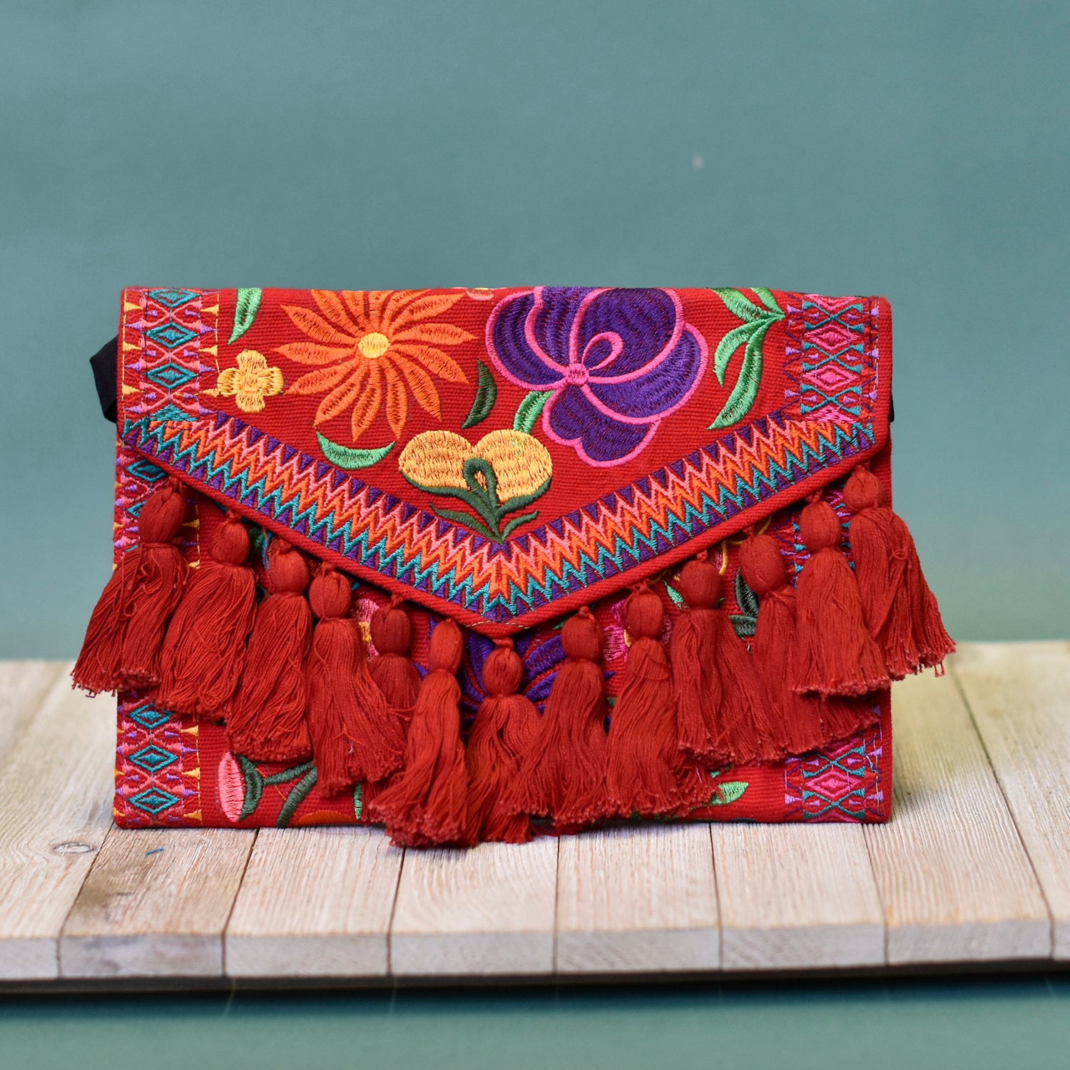 Floral Tassle Clutch Fair Trade Guatemala