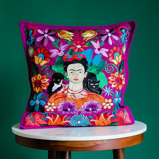 Frida Hand-Embroidered Pillowcase
