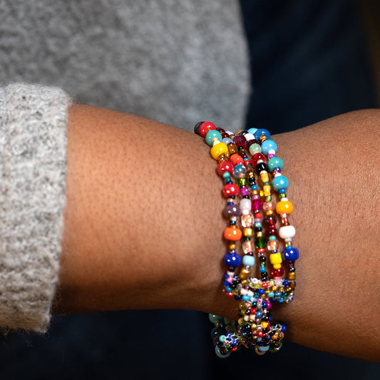 Handmade Fair Trade Guatemalan Beaded Multi Colored Gumball Bracelet