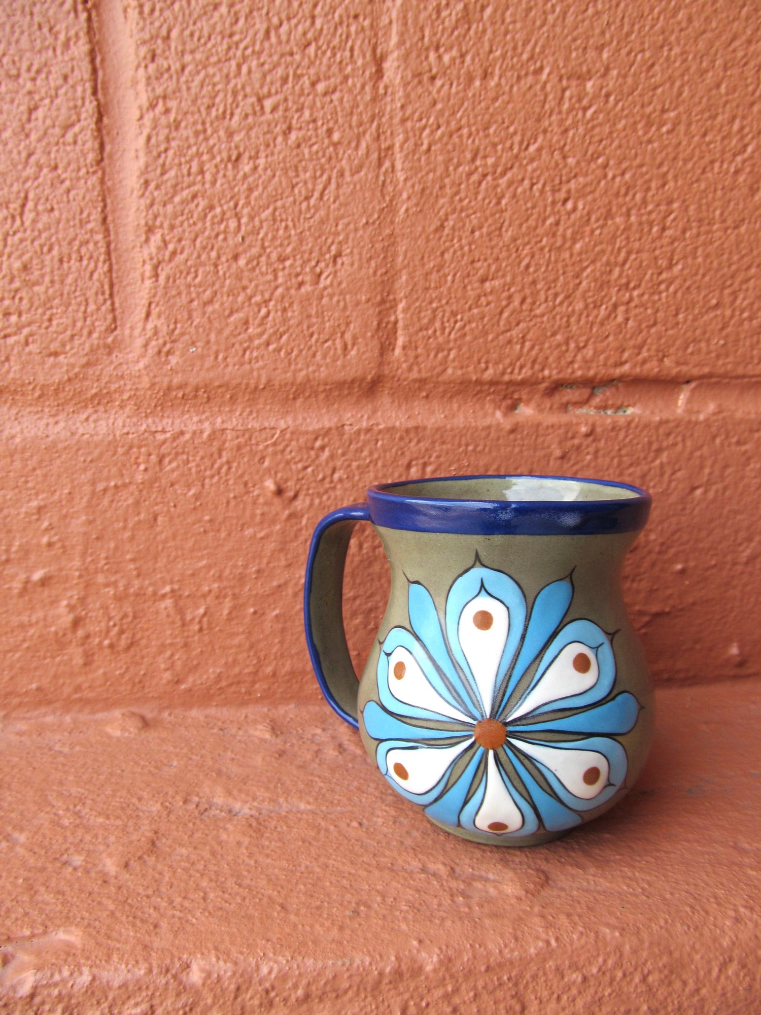 Lucia's World Emporium Fair Trade Handmade Guatemalan Ceramic Flower Coffee Mug