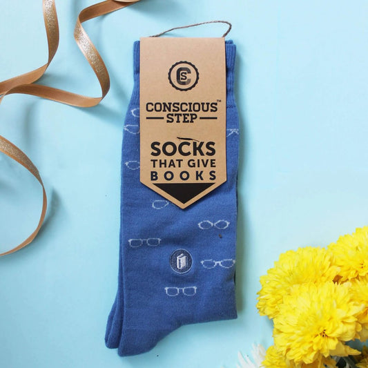 Blue socks socks that give books conscious step