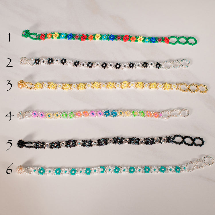 Daisy Flower Beaded Chain Bracelet Glass Seed Beads Trendy Bracelet Fall  Pumpkin | eBay