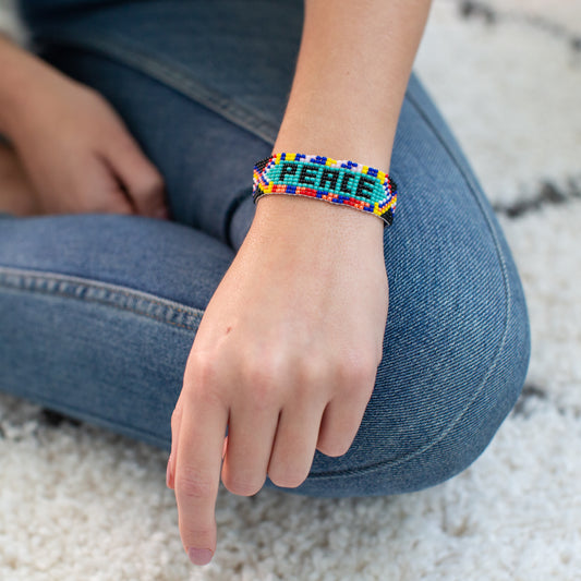 Lucia's World Emporium Fair Trade Handmade Guatemalan Beaded Peace Bracelet