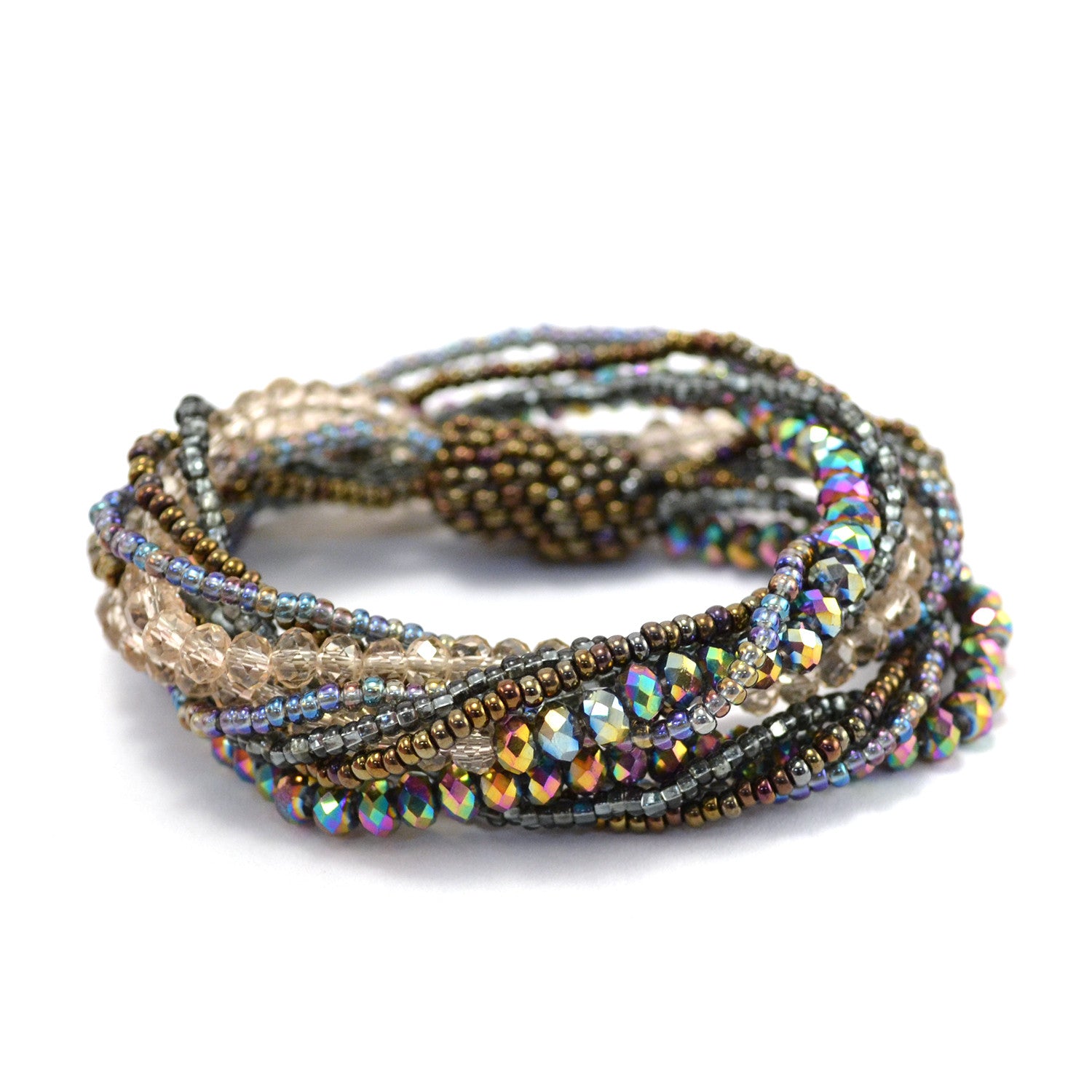 Fair Trade Handmade Guatemalan Beaded Crystal Wrap Necklace & Bracelet