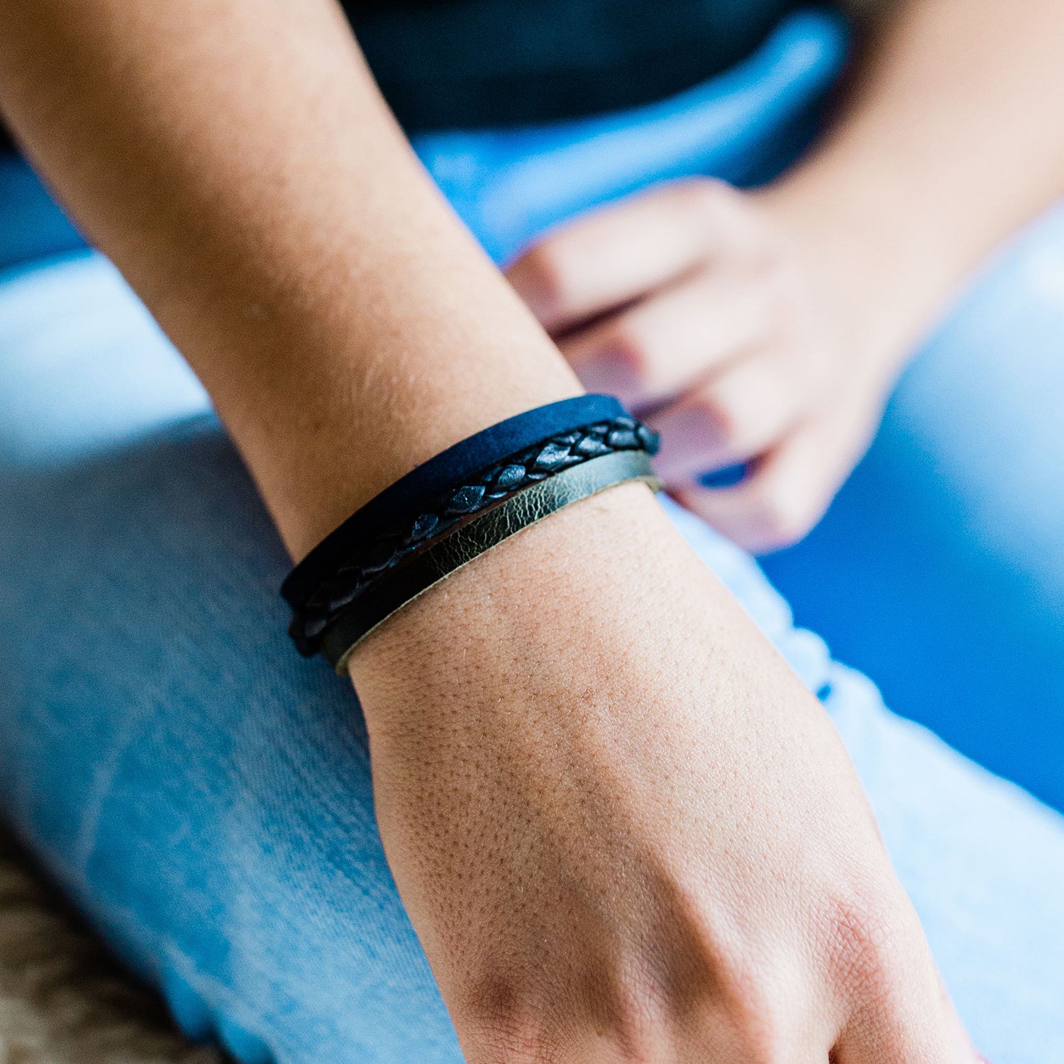 fair trade leather bracelet handmade braided multi color ethically made jewelry