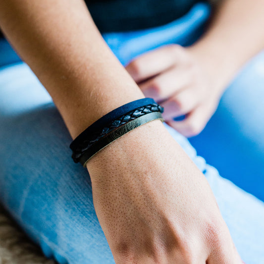 fair trade leather bracelet handmade braided multi color ethically made jewelry