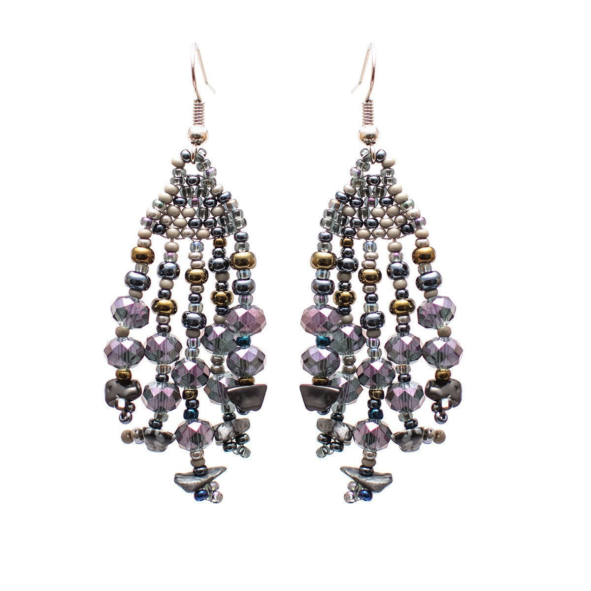 Lucia's World Emporium Fair Trade Handmade Beaded Feather Stone Earrings from Guatemala