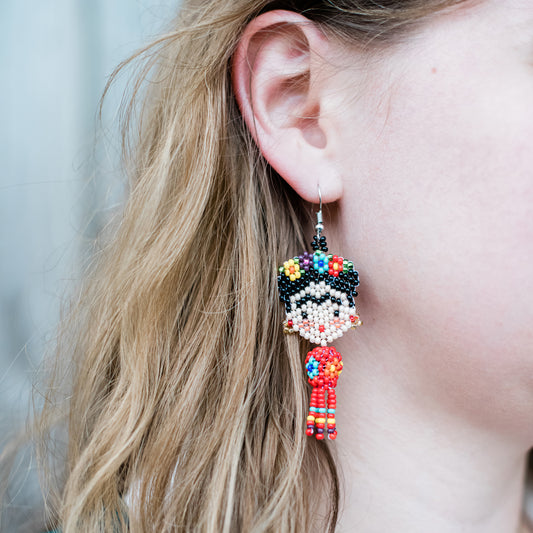 Dancing Frida Beaded Earrings