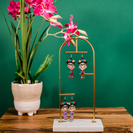 Dancing Frida Beaded Earrings