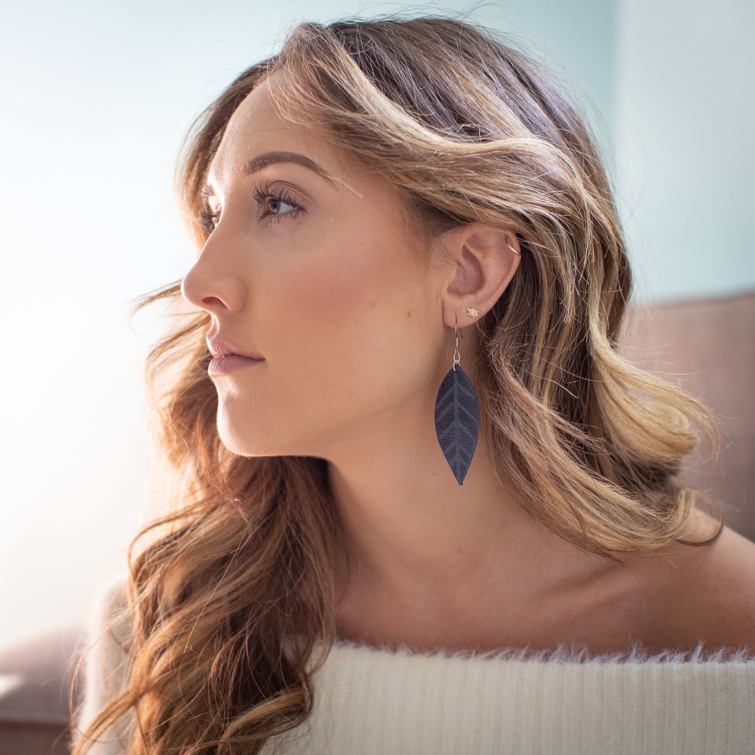 Lucia's World Emporium Fair Trade Handmade Medium Leather Earrings from Guatemala