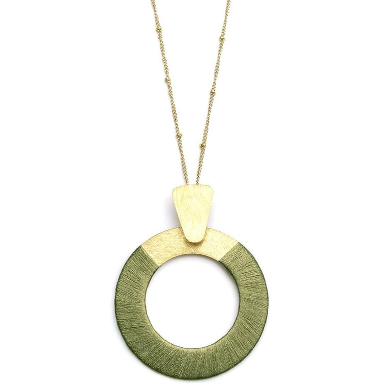 Kaia Necklace Olive Disc