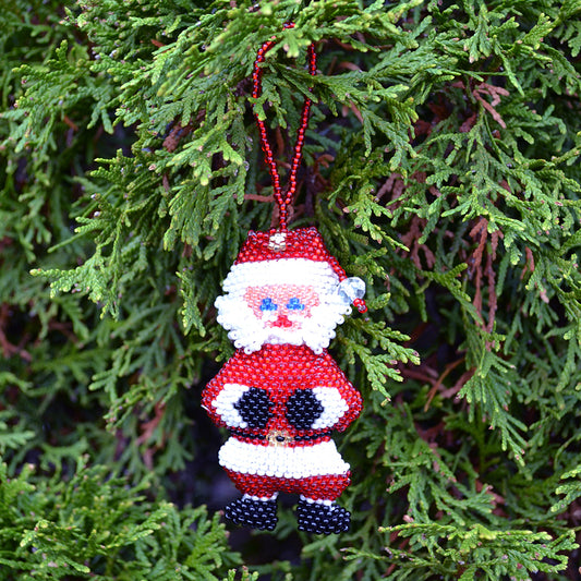 Large Beaded Santa Ornament