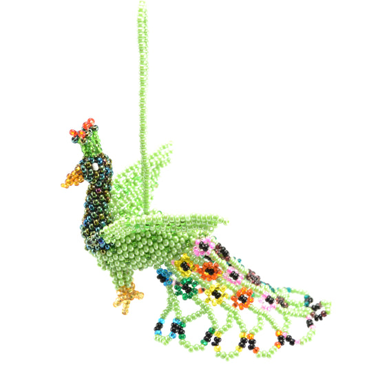 Lucia's World Emporium Fair Trade Handmade Guatemalan Beaded Large Peacock Ornament