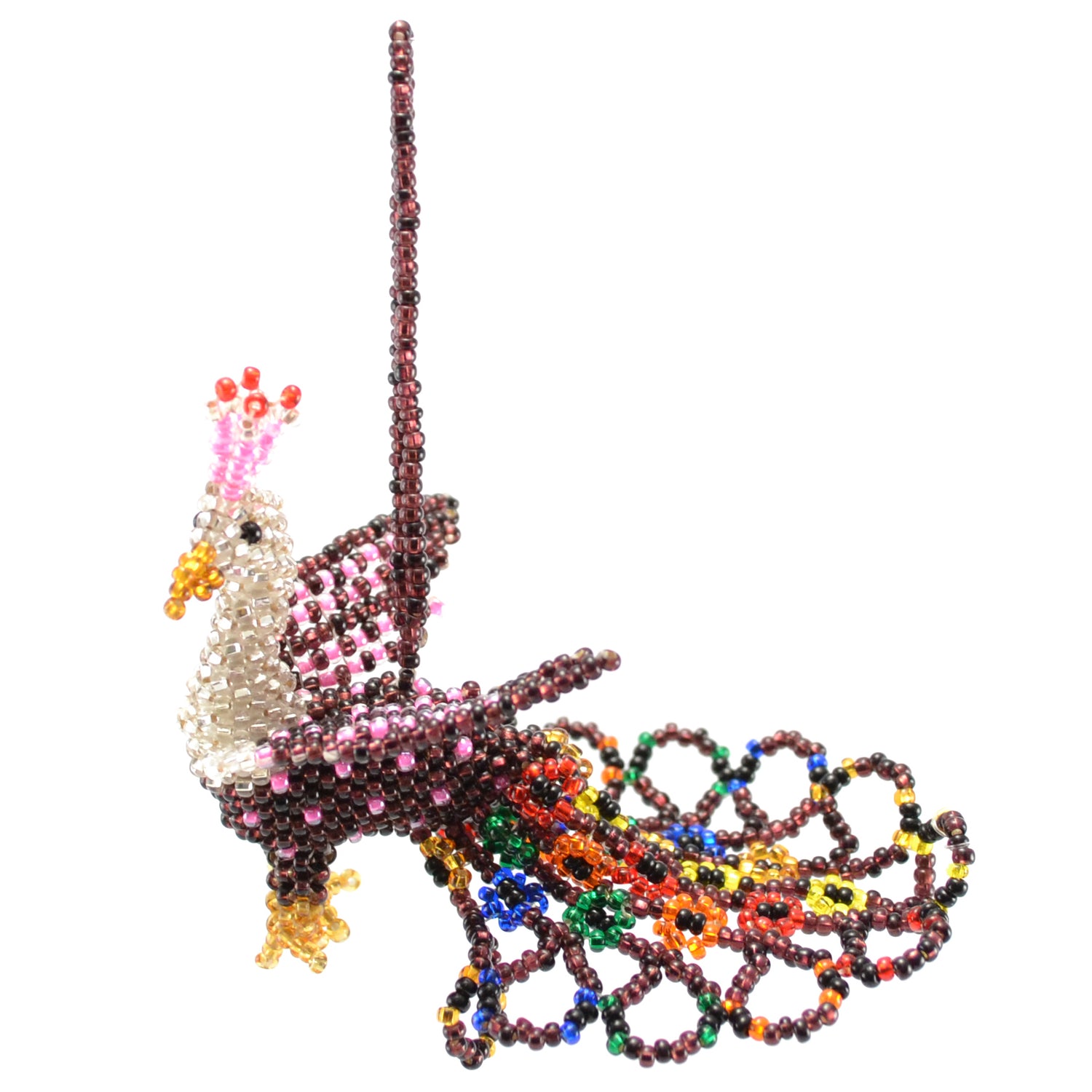 Fair Trade Large Beaded Peacock Ornament