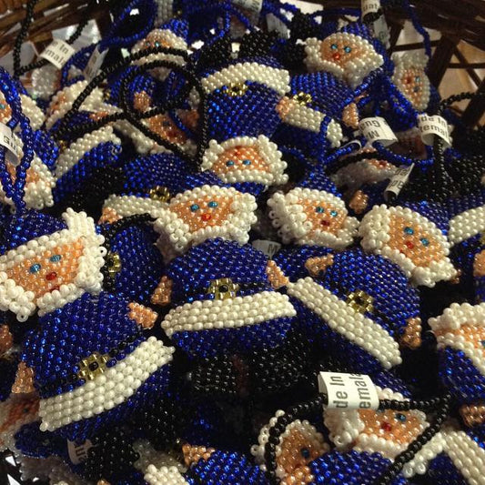 Kentucky fan hand beaded blue santa