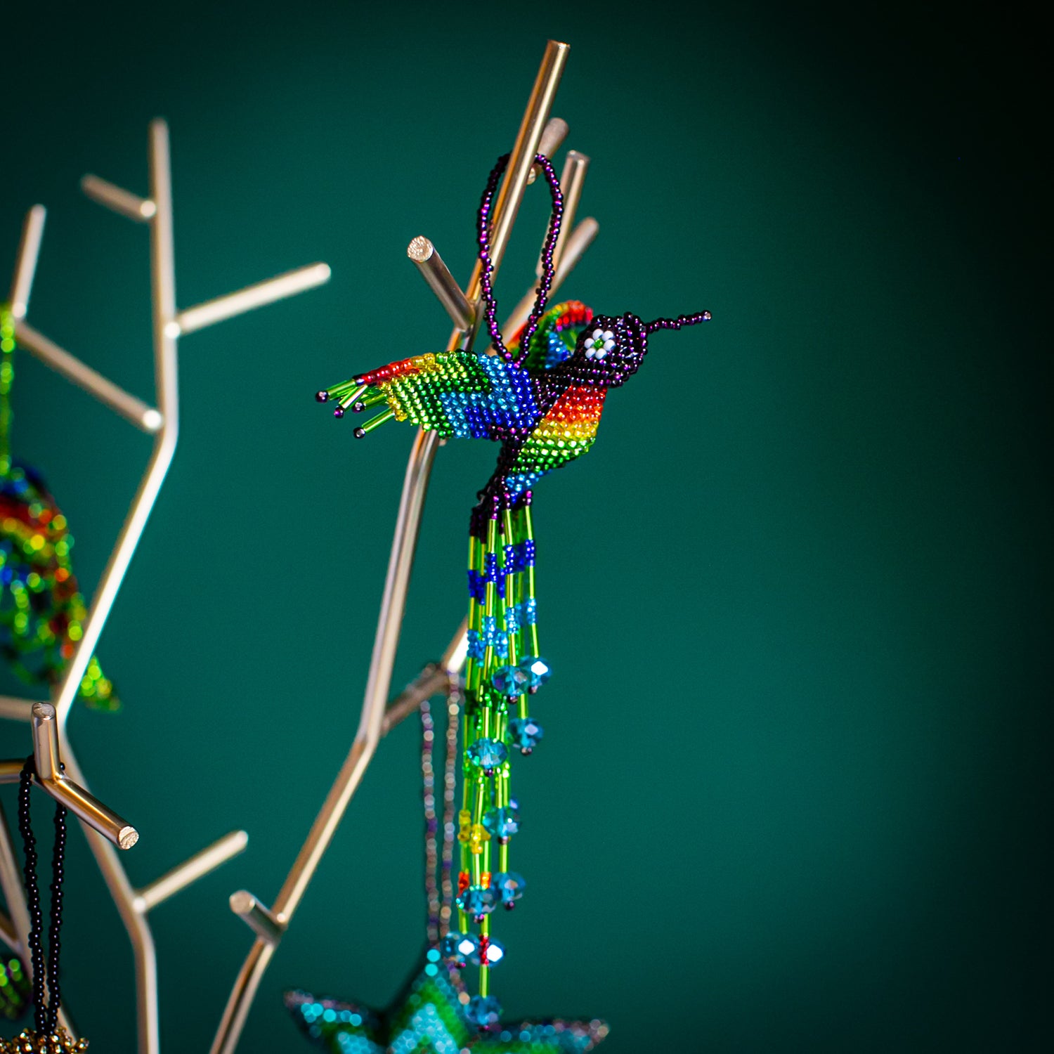 Lucia's World Emporium Fair Trade Handmade Guatemalan Beaded Large Hummingbird Ornament