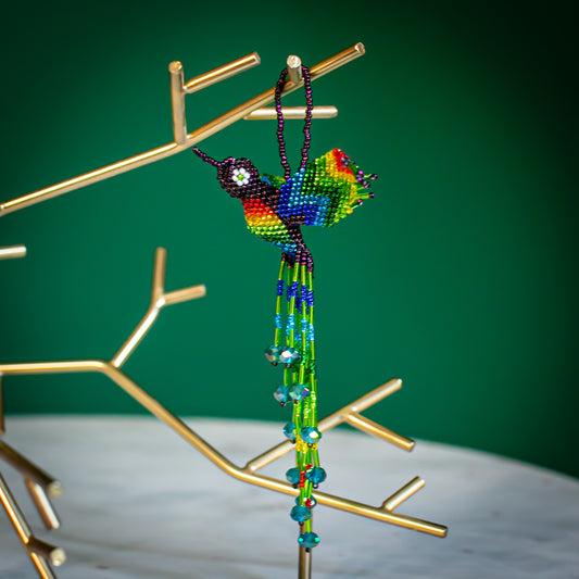Lucia's World Emporium Fair Trade Handmade Guatemalan Beaded Large Hummingbird Ornament