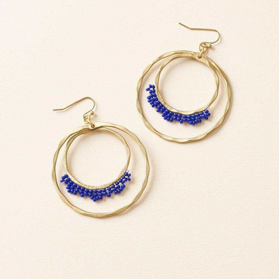 Blue hoop earrings, game day earrings, Kentucky, fair trade