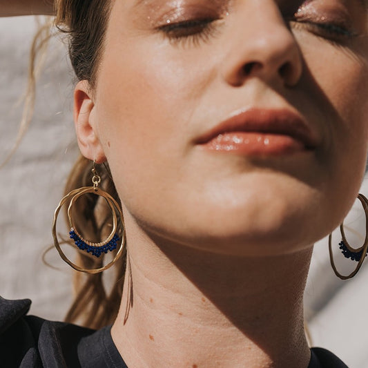 Navy Hoops Kalapriya Earrings