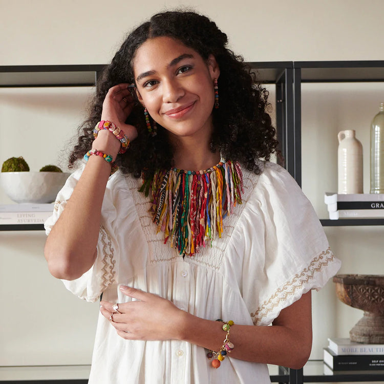 Kantha Fringe Collar Necklace