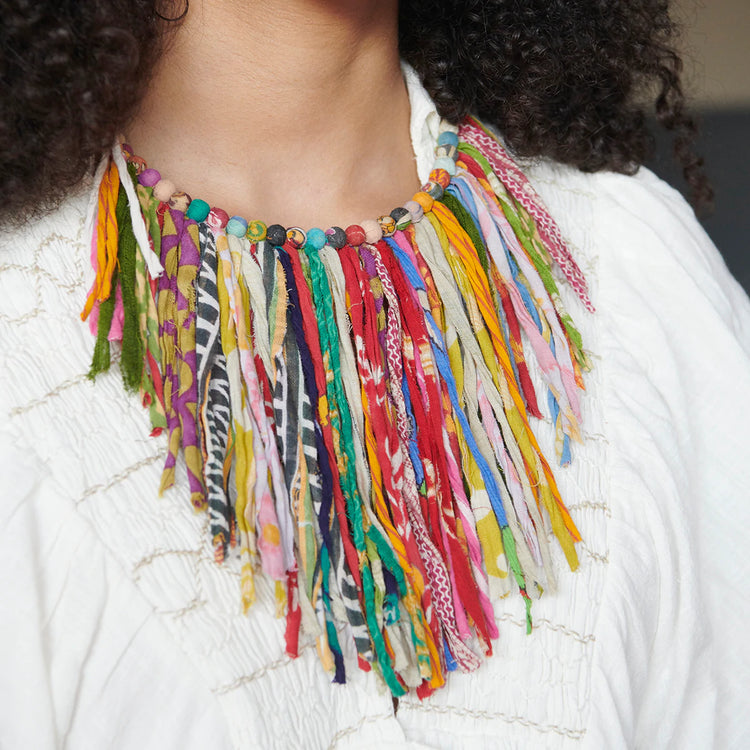 Kantha Fringe Collar Necklace