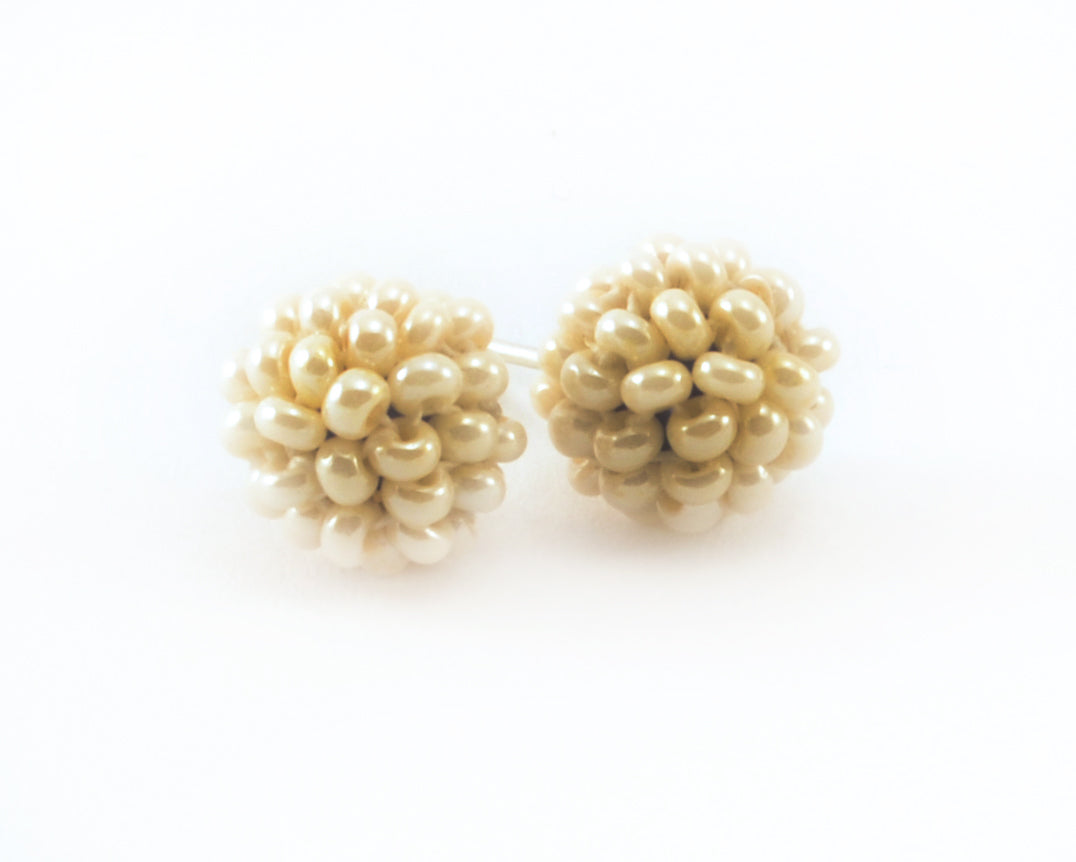 Lucia's World Emporium Handmade Fair Trade Beaded Nyx Earring from Guatemala in Cream