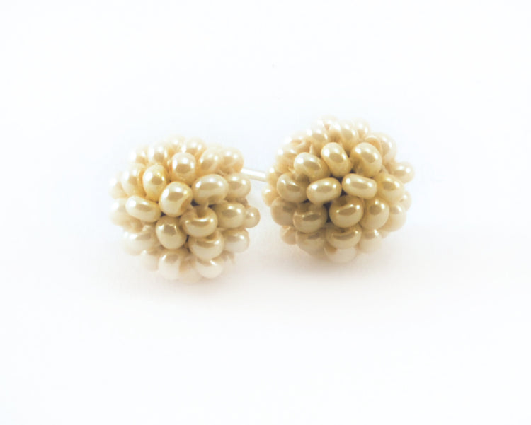 Lucia's World Emporium Handmade Fair Trade Beaded Nyx Earring from Guatemala in Cream