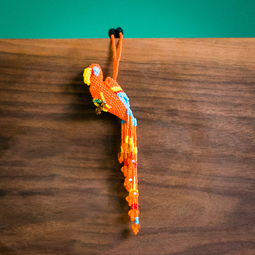 parrot glass beaded ornament fair trade handmade in guatemala