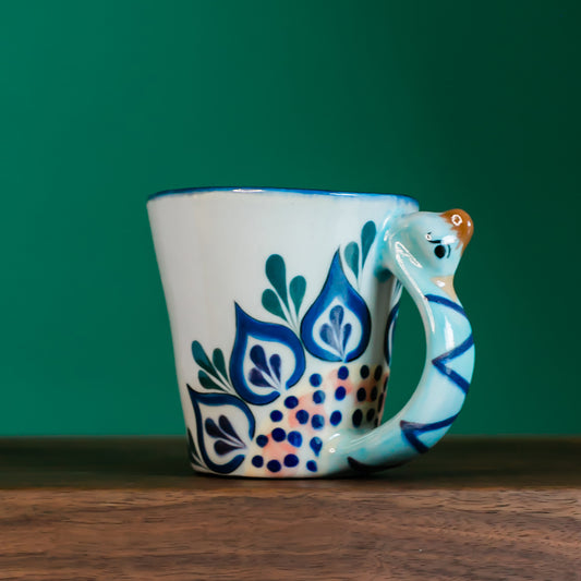 Fair Trade Handmade Guatemalan Ceramic Pavo Real Peacock Coffee Mug