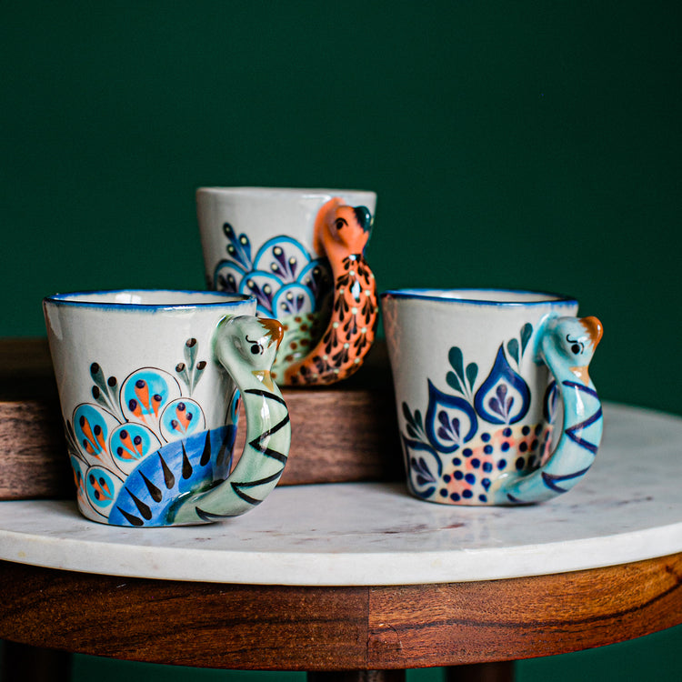 Fair Trade Handmade Guatemalan Ceramic Pavo Real Peacock Coffee Mug