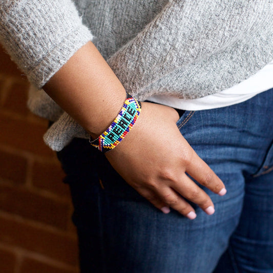 Lucia's World Emporium Fair Trade Handmade Guatemalan Beaded Peace Bracelet