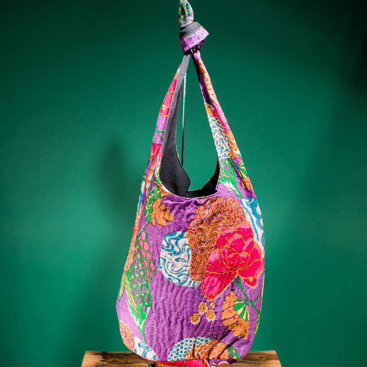 Purple Upcycled Kantha Tote