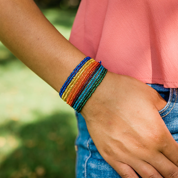 Lucia's World Emporium Fair Trade Handmade Guatemalan Beaded Rainbow 12 Strand Bracele