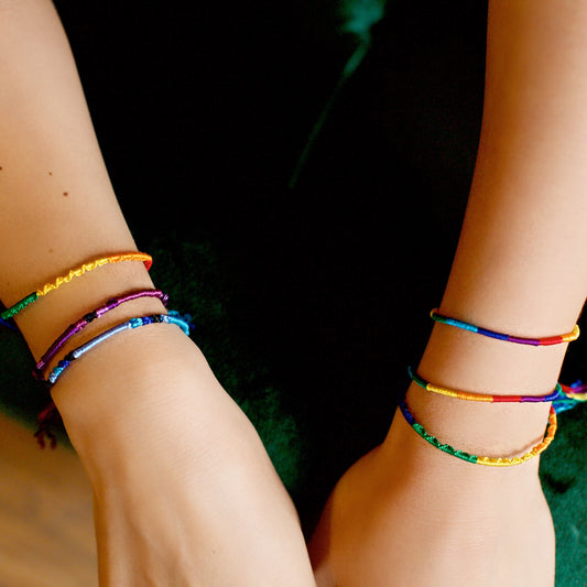 Lucia's World Emporium Fair Trade Handmade Round Silk Friendship Bracelets from Guatemala