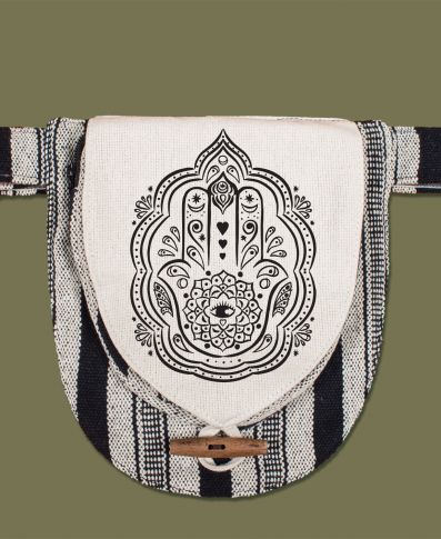 Hamsa Hand Canvas Hippie Hip Bag