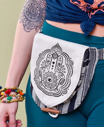 Hamsa Hand Canvas Hippie Hip Bag