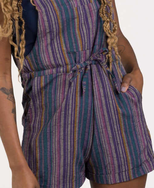 Striped Hippie Overall Shorts