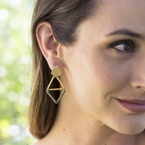 Olive and gold earrings, Fair trade, Earrings