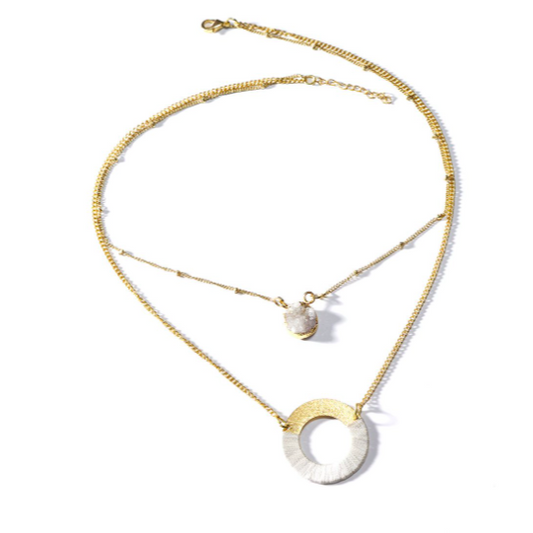 White stone necklace, Necklace, Fair trade, White and gold necklace