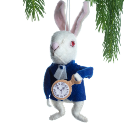 White rabbit ornament, fair trade, handmade