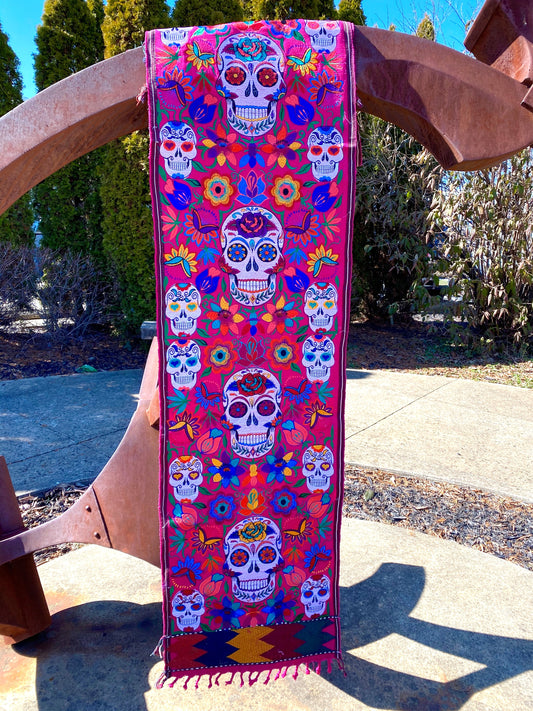 skeleton table runner mayan made mayan home decor guatemalan artisan made home accessories day of the dead skeleton