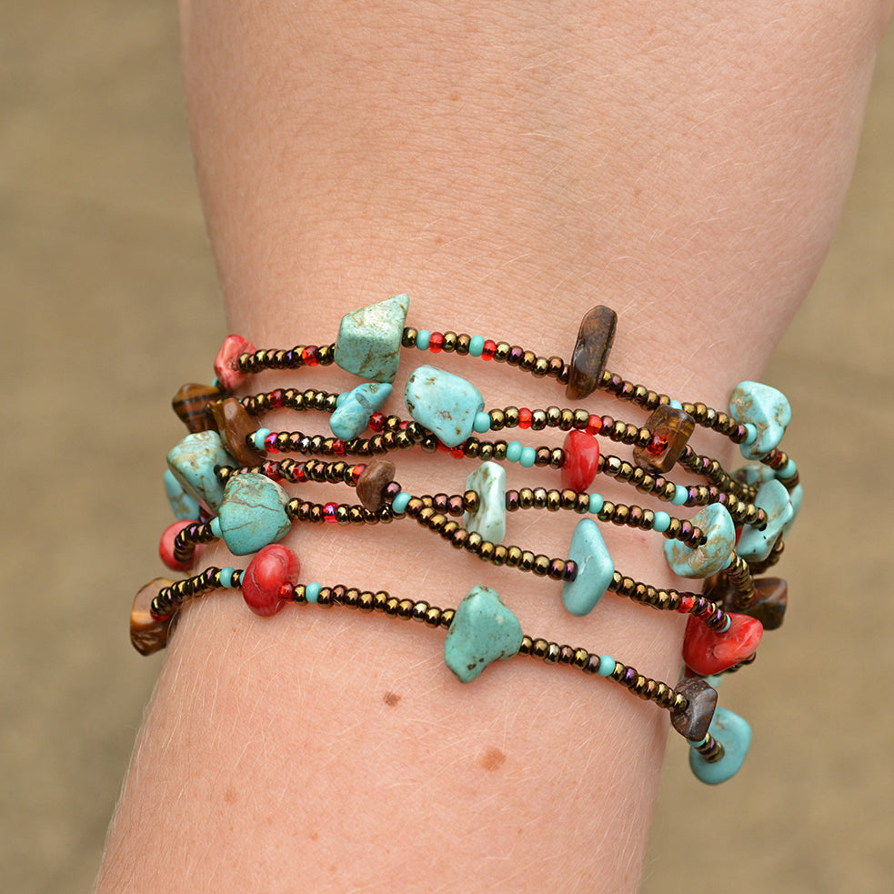Lucia's World Emporium Handmade Fair Trade Guatemalan Beaded 6 Strand Southwest Bracelet