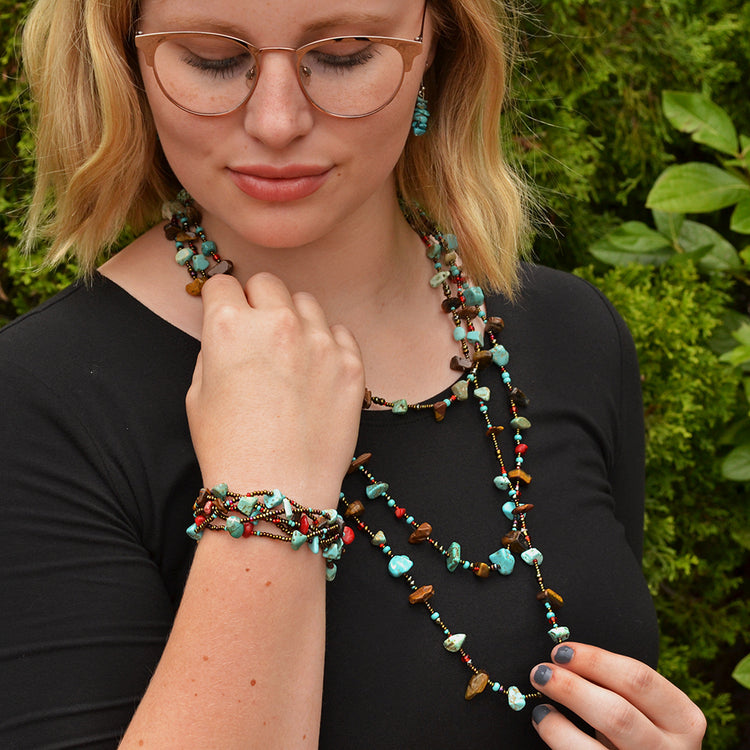 Lucia's World Emporium Handmade Fair Trade Guatemalan Beaded 6 Strand Southwest Bracelet