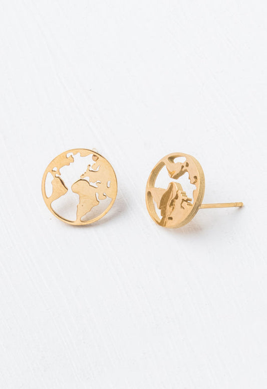 The Gold World Stud Earrings