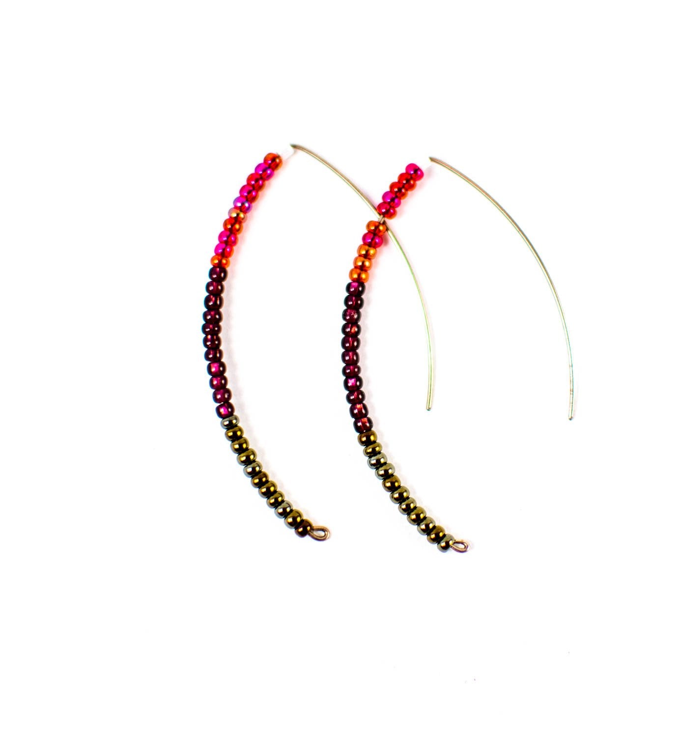 Lucia's World Emporium Fair Trade Handmade Beaded Styx Earrings from Guatemala in Berry