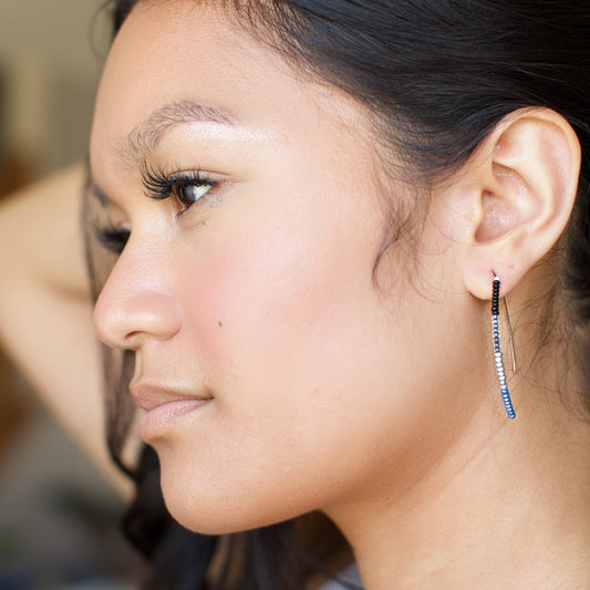 Lucia's World Emporium Fair Trade Handmade Beaded Styx Earrings from Guatemala in Sky