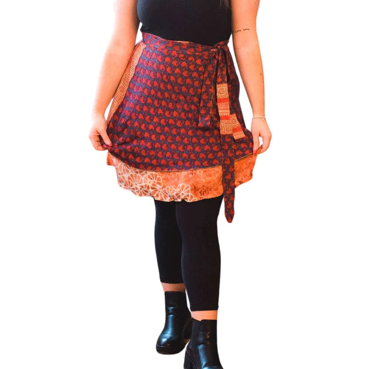 Sari Silk Wrap Skirt- Short