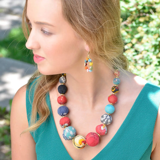 Kantha Graduated Bead Statement Necklace