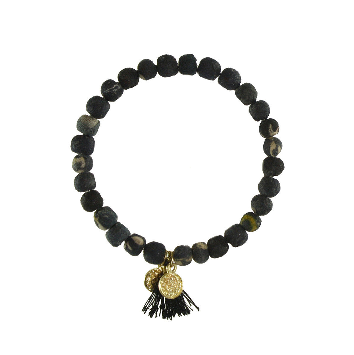 kantha beaded bracelet black - about strength