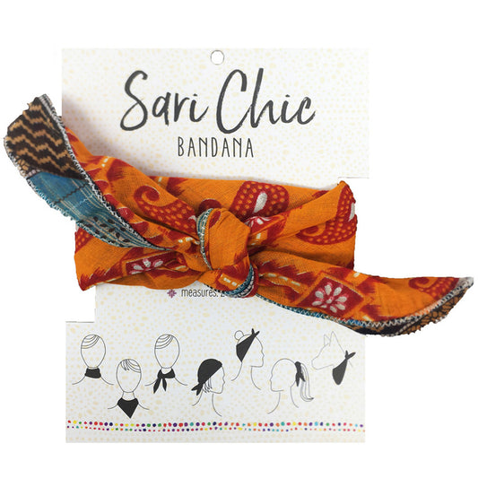 Sari Chic Bandana  handmade Fair trade made in India Kantha fabric. Do it yourself Face Mask